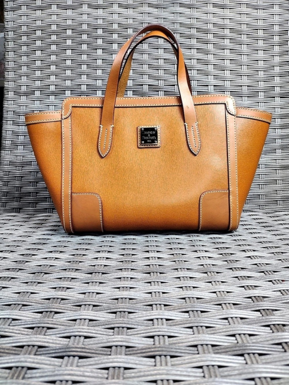 Dooney & Bourke Saffiano Leather Zip Satchel Brown Tote